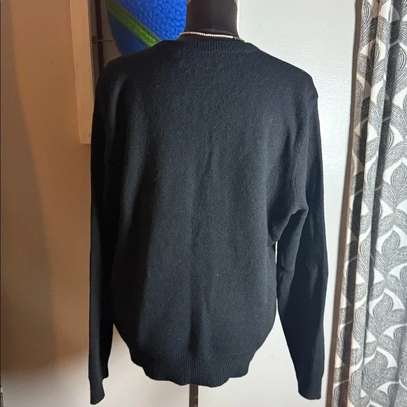 Polo Ralph Lauren Vintage 100% Lambswool V Neck Sweater SZ Large Black